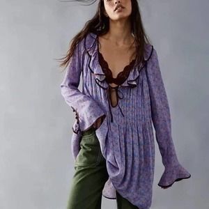 Free People Blossom Baby Mini Dress Periwinkle NWOT